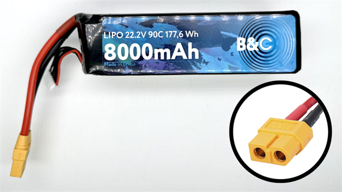 Аккумулятор B&C Li-pol 22.2V 8000mAh 90C (XT60) - фото 11725