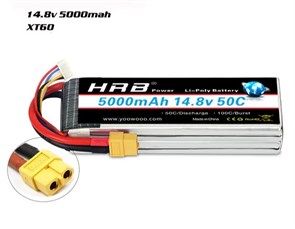 Аккумулятор HRB Li-pol 14.8V 5000mAh 50C (XT-60) 1450-HRB